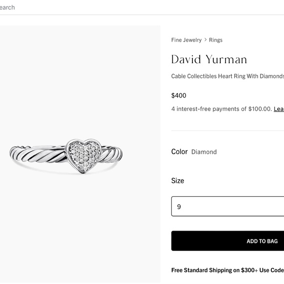 David Yurman Petite Pave Heart Ring with Diamonds - Picture 9 of 9